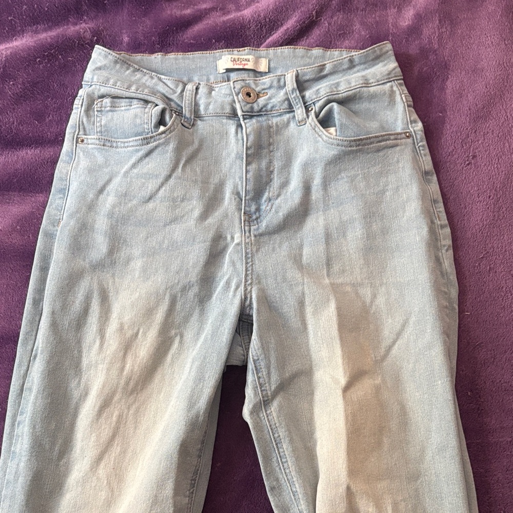 Blue Flare Wide Leg Jeans Soft Denim